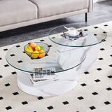 Modern and practical double deck round table. Made of glass table top and MDF table legs. Suitable for living room and bedroom. Ct-401 W1151P149104