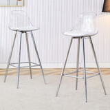 Modern comfortable cushioned bar chair with metal legs, fashionable design suitable for dining, kitchen, terrace, and living room chairs.