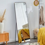 The 4th generation floor standing full-length rearview mirror. Walnut framed wall mirror, bathroom makeup mirror, bedroom foyer, clothing store, wall mounted. 65