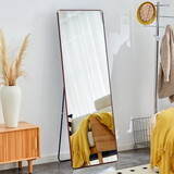 The 4th generation floor standing full-length rearview mirror. Red sandalwood framed wall mirror, bathroom makeup mirror, bedroom foyer, clothing store, wall mounted. 65