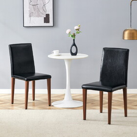 Two black PU dining chairs, simple and versatile, comfortable and accompanied. The exquisite and multifunctional dining chair has opened up a comfortable new experience. (2-piece set)