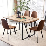 Medieval Style Upholstered Side Chairs Brown Chairs Dining Chairs Set of 4 and a Rural Industrial Rectangular Wooden Dining Table 55.1 