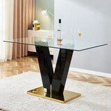 Large Modern Minimalist Rectangular Glass Dining Table for 6-8 with 0.39