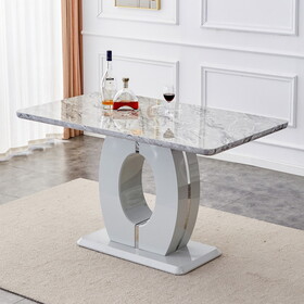 Modern simple and luxurious grey imitation marble grain dining table rectangular Office table.Computer Table.Game desk .desk.for dining room, living room, terrace, kitchen .63"D x 37"W x 36"H