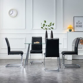 Glass Dining Table, Dining Chair Set, 4 Black Dining Chairs and 1 Dining Table Table Size 51" W x 31"D x 30" H