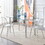 minimalist glass dining table. a transparent tempered glass desktop with a thickness of 0.3 feet and Silver metal legs. Suitable for restaurants and living rooms. 51"*31.4"*29.5" W1151S00346
