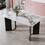 minimalist rectangular dining table, white imitation marble tabletop, MDF table legs with gold metal decorative strips. Suitable for restaurant and living room F-HH W1151S00350