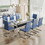 Dining table. tempered glass dining table. Large office desk with Silver plated metal legs and MDF crossbars, suitable for both home and office use. Kitchen. 79 "x39"x30 " 1105 W1151S00352