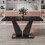 Modern minimalist rectangular dining table, 0.4 inch thick, with a black imitation marble pattern desktop and black MDF legs. Suitable for kitchen and restaurant 63"*35.4"X30" W1151S00387