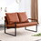 PU leather armchair metal frame upholstered armchair, upholstered backrest, living room sofa one double sofa+one single sofa (brown PU leather+metal frame+foam) SF-008 W1151S00396