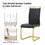 1 table and 6 chairs. simple and luxurious white imitation marble rectangular dining table and desk with 6 black PU gold plated leg chairs 63" x 35.4" x 30" W1151S00448