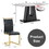 1 table and 6 chairs. simple and luxurious black imitation marble rectangular dining table and desk with 6 black PU gold plated leg chairs 63" x 35.4" x 30" W1151S00452