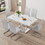 white rectangular marble textured glass dining table and office desk. Equipped with stainless steel base. Beautiful and durable. 63"*37"*30" W1151S00559