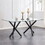 Large Modern Minimalist Rectangular Glass Dining Table for 6-8 with 0.39" Tempered Glass Tabletop and Black Metal Legs, for Kitchen Dining Living Meeting Room Banquet hall, W1151S00197 W1151S00662