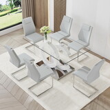 Large modern minimalist rectangular glass dining table with 0.39 