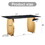 Modern rectangular table with 0.4 inch black patterned tabletop and gold legs, suitable for kitchen, dining room, and living room 63 inches * 31.4 inches * 30 inches W1151S01057