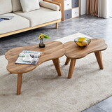 Modern minimalist wood color table top coffee table. Log style coffee table.Cloud shape gives you a new experience, computer desk. The game table. Suitable for dining and living rooms. P-W1151P165876