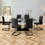 Table and chair set, modern dining table, patterned table top and black MDF table legs, soft and comfortable dining chair, perfect for dinner, meetings, home and office decor W1151S01211