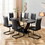 Table and chair set, modern dining table, patterned table top and black MDF table legs, soft and comfortable dining chair, perfect for dinner, meetings, home and office decor W1151S01211