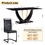 Table and chair set, modern dining table, patterned table top and black MDF table legs, soft and comfortable dining chair, perfect for dinner, meetings, home and office decor W1151S01211