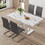 Table and chair set, modern dining table, imitation marble white top and silver legs, soft and comfortable dining chair, perfect for dinner, meetings, home and office decor W1151S01214