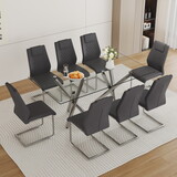 Table and chair set.Large Minimalist Rectangular Glass Dining Table for 6-8 with 0.39