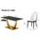 Table and chair set.Modern rectangular dining table with black textured stickers glass tabletop and gold plated metal legs.Paried with 4 comfortable chairs with PU seats and black metal legs.