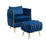 COOLMORE Accent Chair with Storage Ottoman Chair Tufted Barrel Chair Set Arm Chair for Living Room Bedroom W1152100832