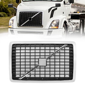 Front Chrome Grill Fit for 2004-2017 Volvo VNL Semi Trucks with Bug Screen and Stripe (TR003) W1155P332794