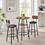 Round bar stool set with shelf, upholstered stool with backrest, Rustic Brown, 23.62" W x 23.62" D x 35.43" H W1162101847