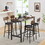 Bar Table Set with 4 Bar stools PU Soft seat with backrest, Rustic Brown, 47.24" L x 23.62" W x 35.43" H W1162102875