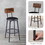 Bar Table Set with 4 Bar stools PU Soft seat with backrest, Rustic Brown, 47.24" L x 23.62" W x 35.43" H W1162102875