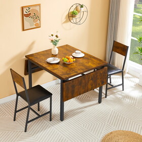Folding Dining Table, 1.2 inches thick table top, for Dining Room, Living Room, Rustic Brown, 63.2" L x 35.5" W x 30.5" H.