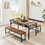 Oversized dining table set for 6, 3-Piece Kitchen Table with 2 Benches, Dining Room Table Set for Home Kitchen, Restaurant, Rustic Brown,67" L x 31.5" W x 31.7" H. W1162107463