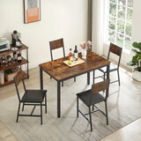 Dining Set for 5 Kitchen Table with 4 Upholstered Chairs, Rustic Brown, 47.2