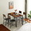 Dining Set for 5 Kitchen Table with 4 Upholstered Chairs, Rustic Brown, 47.2" L x 27.6" W x 29.7" H. W1162107789