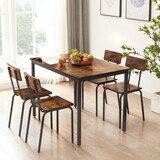 Dining Table Set 5-Piece Dining Chair with Backrest, Industrial style, Sturdy construction. Rustic Brown, 43.31