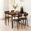 Dining Table Set 5-Piece Dining Chair with Backrest, Industrial style, Sturdy construction. Rustic Brown, 43.31" L x 27.56" W x 30.32" H. W1162115159