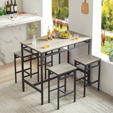Bar table set 5PC Dinging table set with high stools, structural strengthening, industrial style. Grey, 43.31