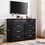 Bedroom dresser, 9 drawer long dresser with antique handles, wood chest of drawers for kids room, living room, entry and hallway, Black, 47.56"W x 15.75"D x 34.45"H. W1162141860