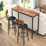 JHX Bar Table Set with 2 Bar Stools PU Soft Seat with Backrest (Rustic Brown) W116242792