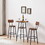 Round bar stool set with shelves, stool with backrest Rustic Brown, 23.6" Dia x 35.4" H W116294524