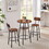 Round bar stool set with shelves, stool with backrest Rustic Brown, 23.6" Dia x 35.4" H W116294524
