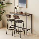 Bar Table Set with 2 Bar stools PU Soft seat with backrest, Rustic Brown, 43.31