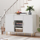 Storage cabinet Wave pattern 2 door with drawers buffets & sideboards for living room, dining room, bedroom, hall, white, 47.2