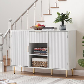 Storage cabinet Wave pattern 2 door with drawers buffets & sideboards for living room, dining room, bedroom, hall, white, 47.2"w x 15.8"d x 33.5"h. W1162P152976