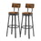 Swivel bar stool set of 2 with backrest, industrial style, metal frame, 29.5" high for dining room. Rustic Brown, 13.4"w x 40.5"h. W1162P168135