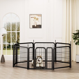 Dog Playpen Outdoor, 8 Panel Dog Fence 24" Pet Pen for Small Dogs Pet Exercise Pen for Puppy/Rabbit/Small Animals Portable Playpen for RV Camping Garden Yard, Indoor. Black, 22.2" W x 23.6" H.