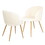 Adjust Legs Upholstered teddy faux fur dining armrest chair set of 2 (Off White) W1164104157