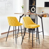 Yellow Velvet Swivel Bar Chair Bar Stool and Metal Modern High Bar Furniture Commercial Furniture W116465727